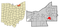 Cuyahoga County Ohio incorporated and unincorporated areas Bedford highlighted
